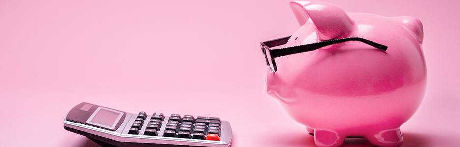 Piggy bank and calculator