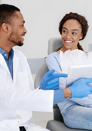 Woman smiling at the dentist