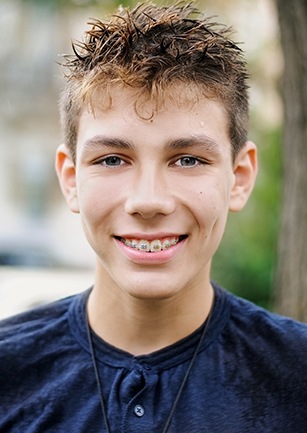 Teen boy with braces