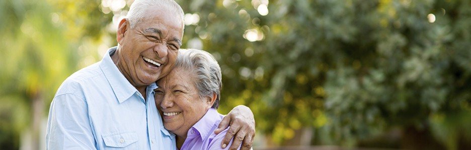 Smiling senior couple outdoors